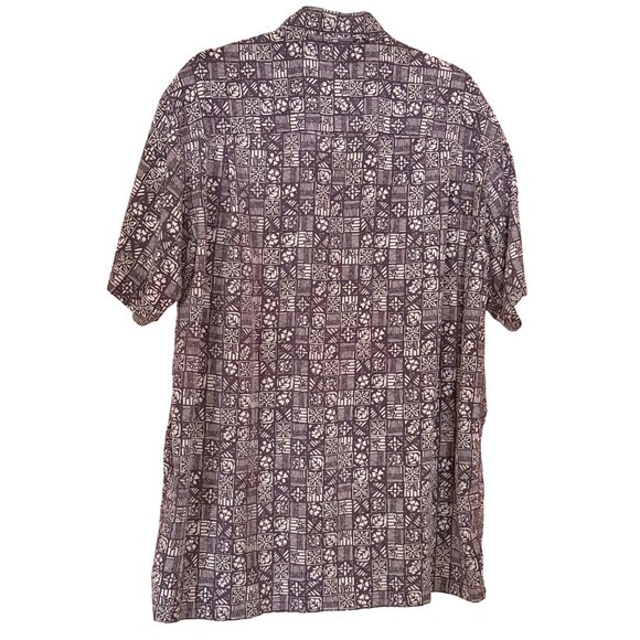 Nautica Mens Vintage Gray Short-Sleeve Button-Up Shirt 100% Easy Care Silk Hawai - Picture 2 of 9